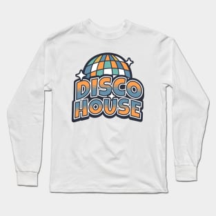 DISCO HOUSE  - Y2K  Disco Ball (Orange/slate blue) Long Sleeve T-Shirt